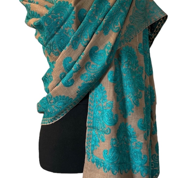 Pashmina ,Needlework silk embroidered work,, Bridal shower, Gifts for her